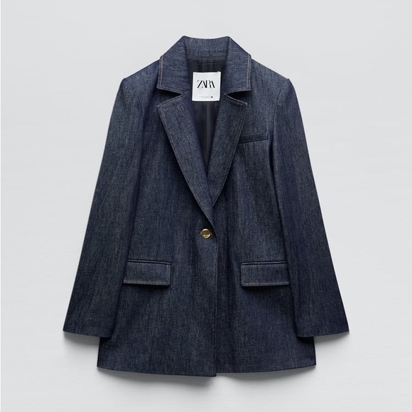 Zara Set - Golden Button Blazer Denim & High Rise Front Sean Z1975 Jeans - Picture 11 of 16